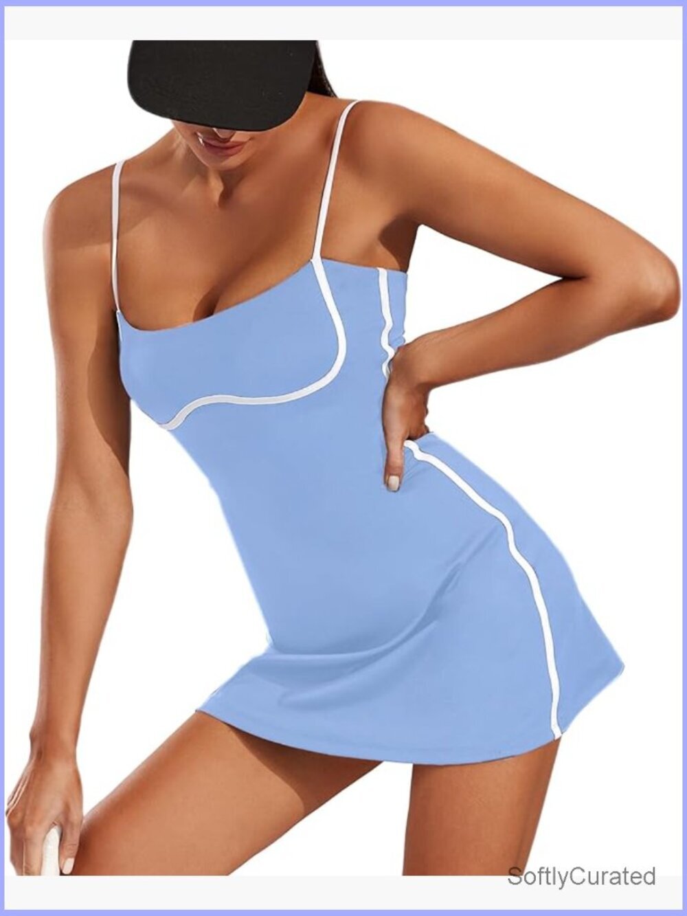 Women's 2-in-1 Tennis Dress with Built-in Bra and Shorts Pockets Sleeveless